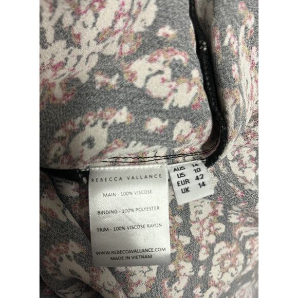 REBECCA VALLANCE Black Floral Print Belted Long Sleeve Maxi Dress Size 42 US 10 - Picture 5 of 5